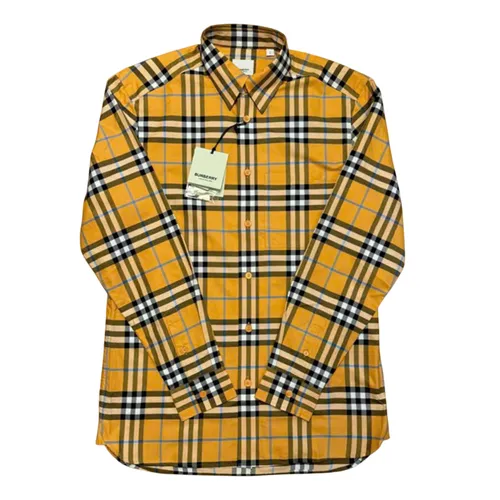 Áo Sơ Mi Nam Burberry Check Cotton Shirt Dusty Màu Vàng Size XS