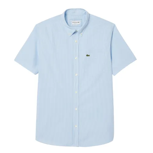 Áo Sơ Mi Nam Lacoste Men's Short Sleeved Regular Fit Gingham Print Shirt CH5622 F6Z Màu Xanh Nhạt Size 39