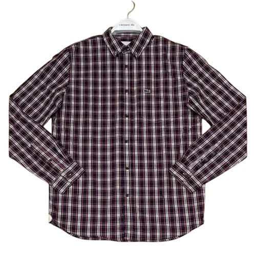 Áo Sơ Mi Nam Lacoste Regular Fit Cotton Checked Oxford Shirt Màu Đỏ Kẻ Size 38