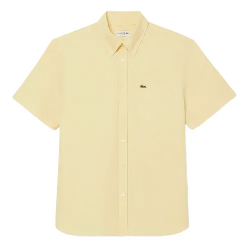 Áo Sơ Mi Nam Lacoste Regular Fit Short Sleeved Oxford Shirt CH1917 KCD Màu Vàng Size 40