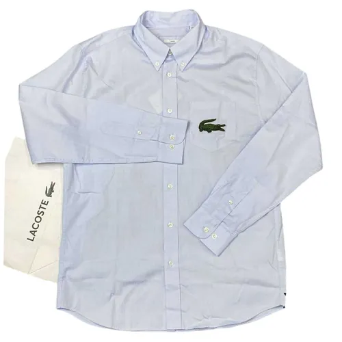 Áo Sơ Mi Unisex Lacoste Adult Striped Relaxed Fit Shirt Light Blue Màu Xanh Nhạt