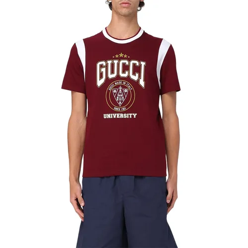 Áo Thun Nam Gucci Tshirt Men Red Màu Đỏ Đô Size S