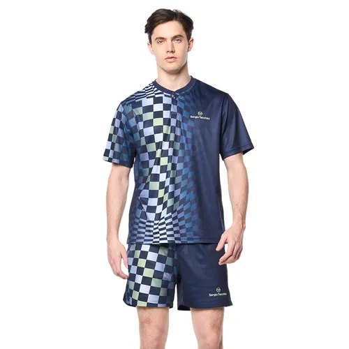 Bộ Quần Áo Cộc Tay Nam Sergio Tacchini Men's Luca Pique Tennis Top Màu Xanh Navy Size S (Form Âu)