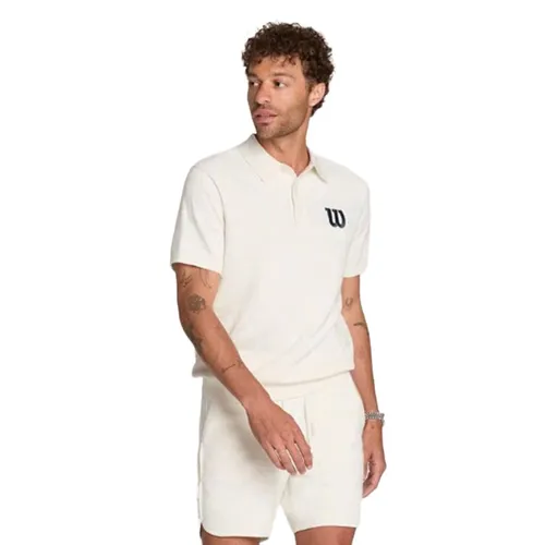 Bộ Quần Áo Cộc Tay/Tennis/Pickle Ball Nam Wilson Men's Lafayette Knit Màu Trắng Kem (Form Âu) Size S