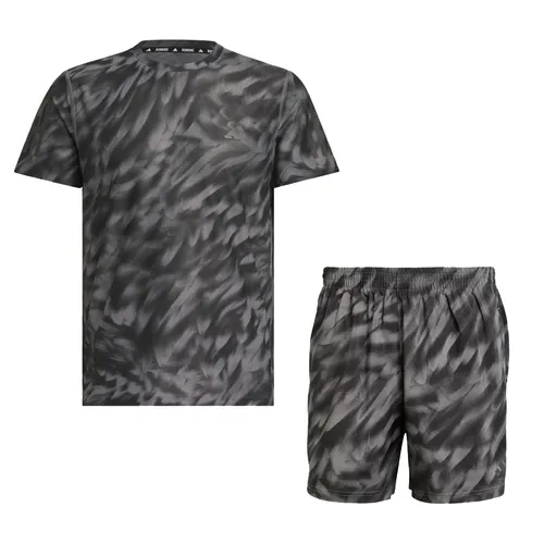 Bộ Thể Thao Nam Adidas Own The Run All Over Printed Tee JZ5476/JN9872 Màu Đen Xám Size S (Form Âu)