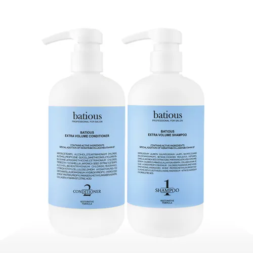 Cặp Dầu Gội + Dầu Xả Batious Extra Volume Màu Xanh Giảm Dầu, Phồng Tóc (2 x 500ml)