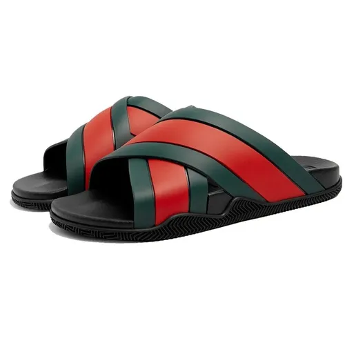 Dép Nam Gucci Agrado Web Stripe Slide Black 627820 J8700 8460 Phối Màu Size 36