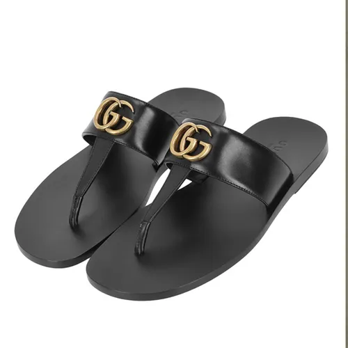 Dép Nam Gucci GC Metal Logo Flip Flops Màu Đen Size 43.5