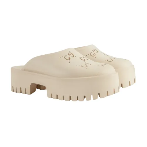 Dép Sục Nữ Gucci Platform Perforated G Sandal In Beige 663577 JFB00 9022 Màu Kem Size 36
