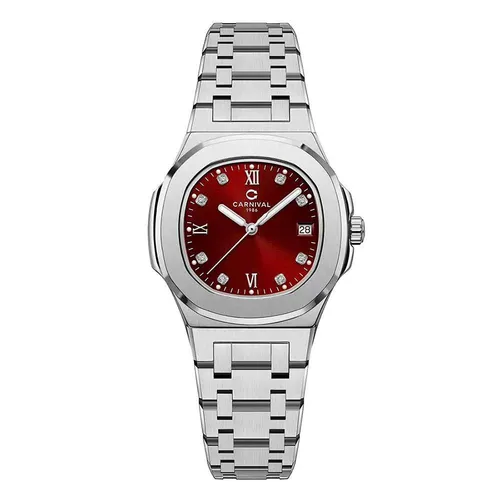 Đồng Hồ Nữ Carnival Watch 8160L-VT-DO Màu Đỏ Bạc