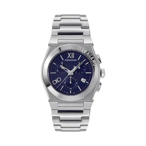 Đồng Hồ Nam Salvatore Ferragamo Vega Chrono Bracelet Watch Màu Xanh Bạc