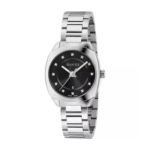 Đồng Hồ Nữ Gucci GG2570 Black Dial Diamond YA142503 29mm Màu Bạc Đen