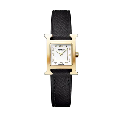 Đồng Hồ Nữ Hermès Heure Heure H Watch, Mini Model 21mm Màu Đen Vàng