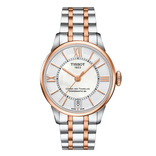 Đồng Hồ Nữ Tissot Chemin Des Tourelles Powermatic 80 Lady T099.207.22.118.02 (T0992072211802) Màu Bạc Vàng Hồng