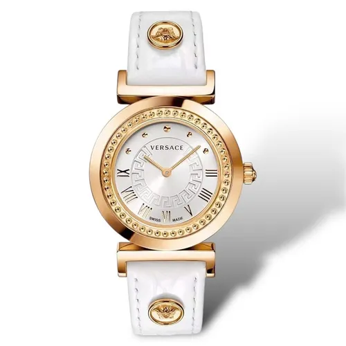 Đồng Hồ Nữ Versace Quartz Vanity Calfskin Silver Dial P5Q80D001 S001 (P5Q80D001S001) Màu Trắng - Vàng