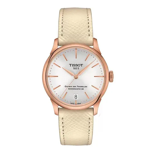 Đồng Hồ Tissot Chemin Des Tourelles Powermatic 80 Watch T139.207.36.031.00 Màu Kem - Vàng Hồng