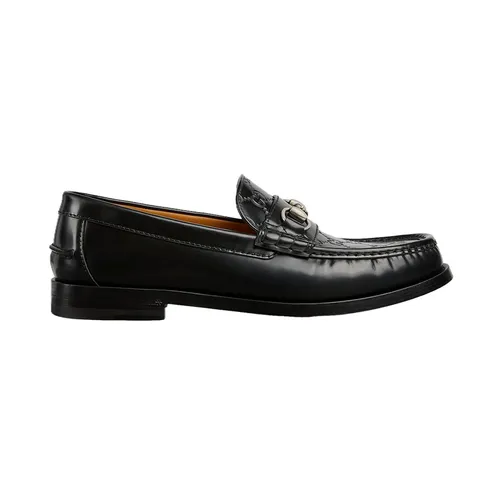 Giày Lười Nam Gucci GG Loafer With Horsebit Black Màu Đen Size 5.5
