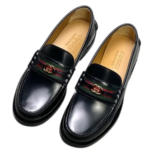 Giày Lười Nam Gucci Loafer Kavel Webbing Black Màu Đen Size 39.5