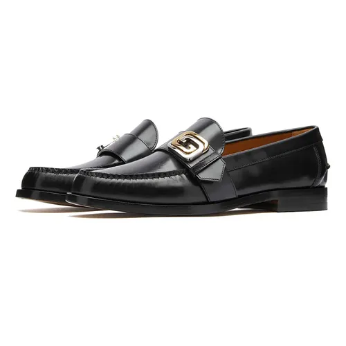 Giày Lười Nam Gucci Men's Interlocking G Loafer Black Leather 723631-17X00-1000 Màu Đen Size 39.5