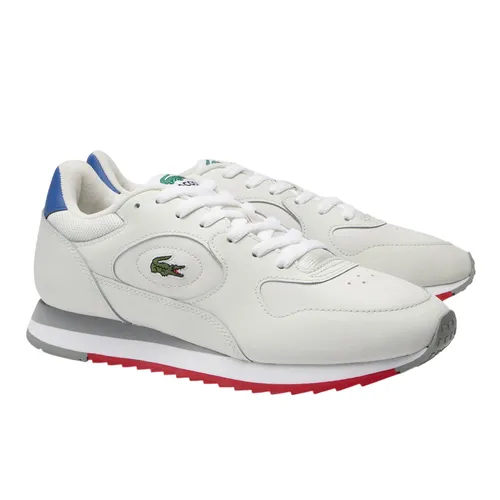 Giày Thể Thao Nam Lacoste Linetrack Leather Sneakers In Leather With Logo 47SMA0004 W1B Màu Trắng