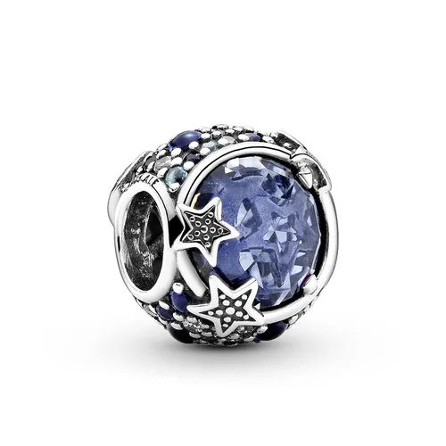 Hạt Vòng Charm Pandora Celestial Blue Sparkling Stars 799209C01 Màu Bạc/Xanh