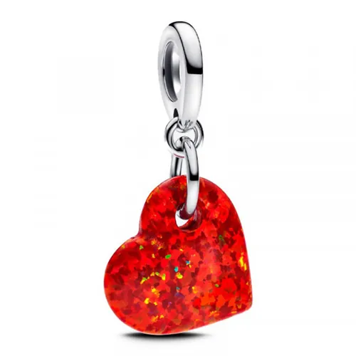 Hạt Vòng Charm Pandora Opalescent Red Heart Dangle 793348C01 Màu Đỏ