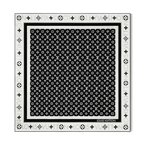 Khăn Lụa Nữ Louis Vuitton LV Monogram Infinity 90 Square Silk Scarf M79893 Màu Đen Họa Tiết