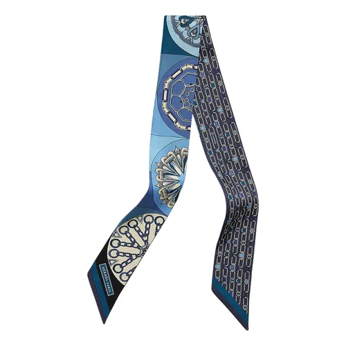 Khăn Nữ Hermès Effet Kaleidoscope Twilly H063800S 11 Màu Xanh Blue