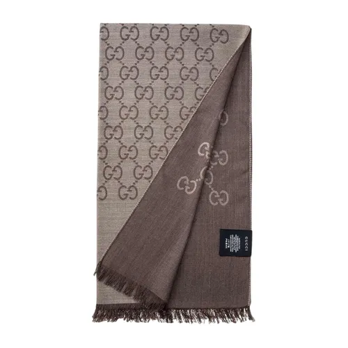 Khăn Quàng Cổ Gucci Muffler Stole GG Pattern Scarf Dark Brown 165904 3G646 9664 Màu Xám Nâu