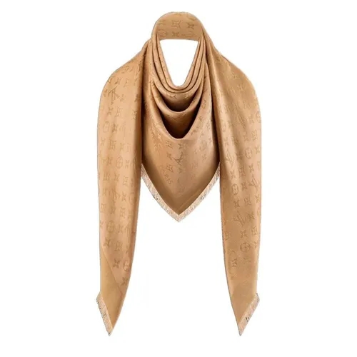Khăn Quàng Cổ Nữ Louis Vuitton LV Monogram Shine Shawl M73658 Màu Camel
