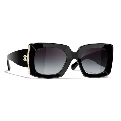Kính Mát Chanel 0CH5435 C622S6 Black Gold Grey Sunglasses Màu Đen