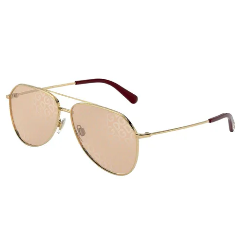 Kính Mát Dolce Gabbana DG2244 02/02 Gold Light Brown Tampo D&G Silver Màu Nâu Vàng