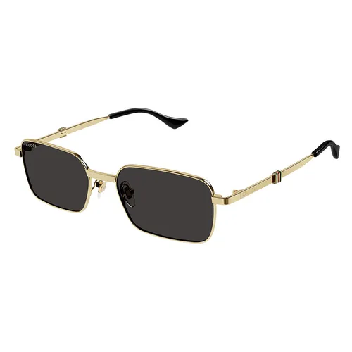 Kính Mát Unisex Gucci GG1495S 001 Gold Rectangular Sunglasses Màu Xám Vàng