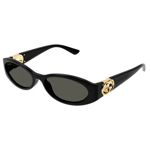 Kính Mát Nữ Gucci Women's Black/Grey Cat Eye Sunglasses GG1660S 001 Màu Đen