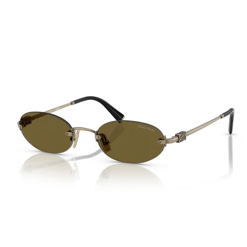 Kính Mắt Nữ Miu Miu Oval Sunglasses Brown/Black 0MU A54S 26C09Z Màu Nâu Bạc