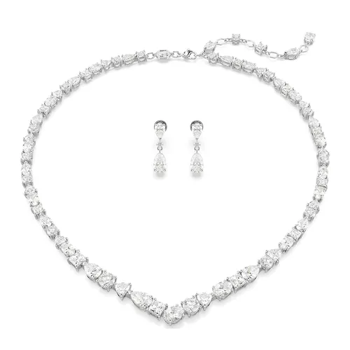 Set Dây Chuyền + Khuyên Tai Nữ Swarovski Mesmera Set Mixed Cuts, White, Rhodium Plated 5674306 Màu Trắng