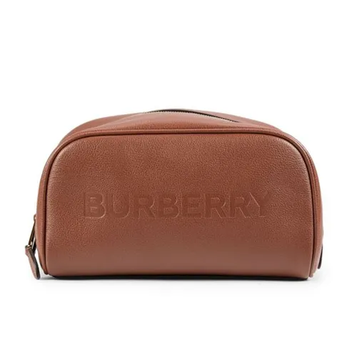 Túi Cầm Tay Burberry Logo Leather Pouch 8061363 Màu Nâu