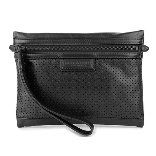 Túi Cầm Tay Nam Bottega Veneta Strap Clutch Perforated Leather Black 566199-VQ12C-1000 Màu Đen