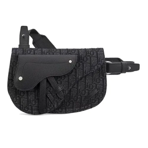 Túi Đeo Chéo Nam Dior Saddle Pouch Dior Oblique Jacquard Black 1ADPO095YKY H00N Màu Đen