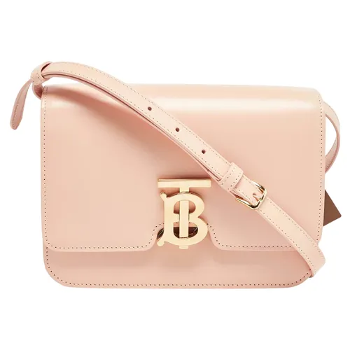 Túi Đeo Chéo Nữ Burberry Peach Pink Leather Small TB Shoulder Bag Màu Hồng