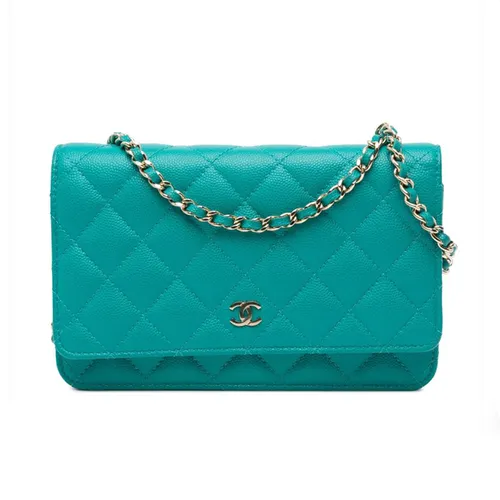 Túi Đeo Chéo Nữ Chanel Woc Quilted Caviar Leather 2 Ways Flap Bag Green Màu Xanh