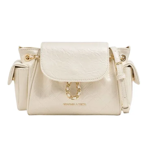 Túi Đeo Chéo Nữ Charles & Keith CNK Duo Quilted Two-Way Front Flap Backpack Backpack Cream CK2-60782702 Màu Kem