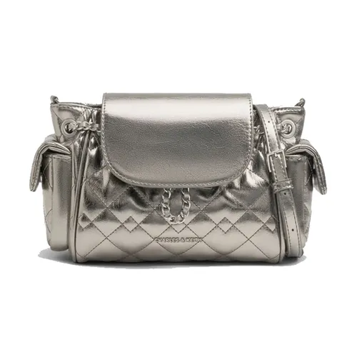 Túi Đeo Chéo Nữ Charles & Keith CNK Duo Quilted Two-Way Front Flap Backpack Backpack Pewter CK2-60782702 Màu Bạc
