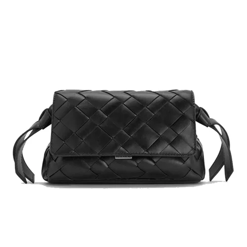 Túi Đeo Chéo Nữ Charles & Keith CNK Ivette Recycled Suede Woven Crossbody Bag Noir CK2-80151564-1 Màu Đen