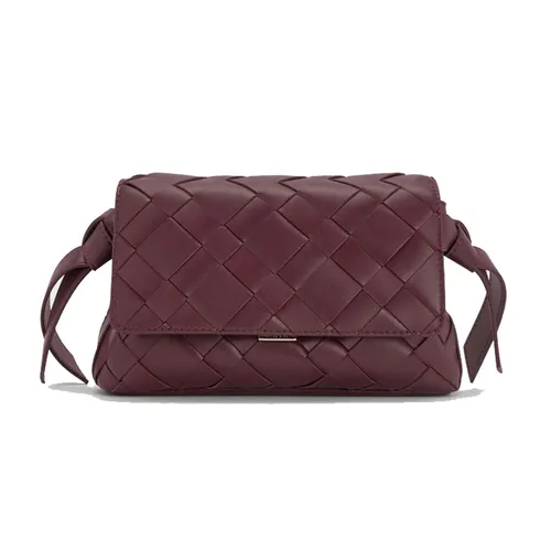 Túi Đeo Chéo Nữ Charles & Keith CNK Ivette Recycled Suede Woven Crossbody Bag Wineberry Red CK2-80151564-1 Màu Đỏ Mận