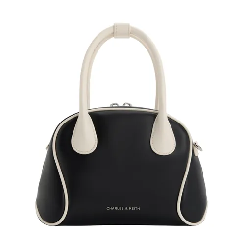 Túi Đeo Chéo Nữ Charles & Keith CNK Nelly Two-Tone Bowling Bag Multi CK2-30160242 Màu Đen/Trắng