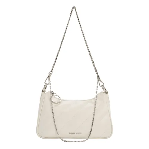 Túi Đeo Chéo Nữ Charles & Keith CNK Philomena Crinkle-Effect Chain-Strap Crossbody Bag CK2-80151347-3 Màu Trắng