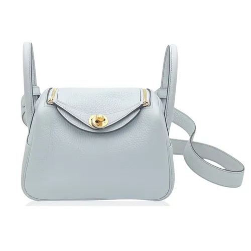 Túi Đeo Chéo Nữ Hermès Mini Lindy 20 TC Leather Holy Grail Blue Màu Xanh Blue
