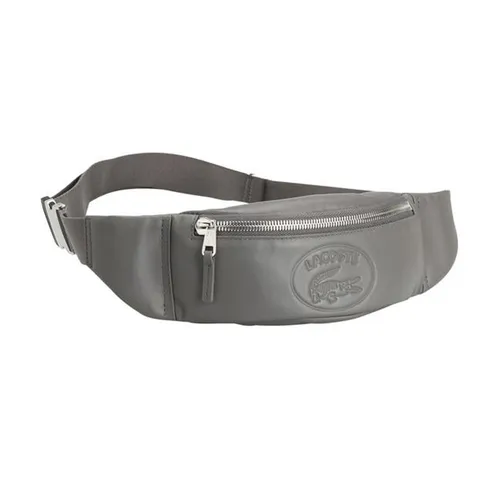 Túi Đeo Chéo Nam Lacoste L.12.12 Casual Embossed Lettering Leather Zip Belt Bag NH2657IC53 Màu Xám Đậm