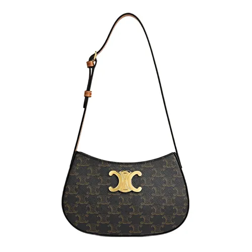 Túi Đeo Vai Nữ Celine Tilly Triomphe Canvas Shoulder Bag Màu Đen Nâu